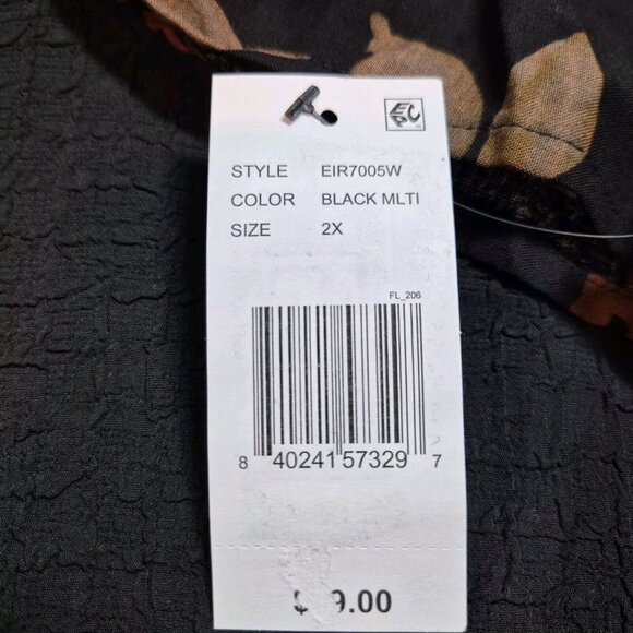 Calessa Women's Tunic Size 2X Floral Embroidered Top Black Animal Print (53) - Picture 10 of 10